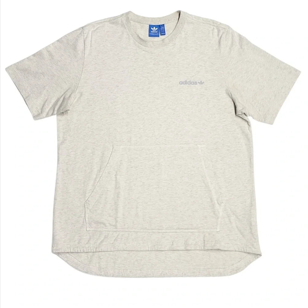 Adidas T Shirt Mens Medium Gray Logo Casual‎ Cotton Short Sleeve * Size:Large